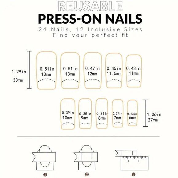 24pcs Long Ballerina Square Shape Press On Nails, Fake Nail With Flower Design - Picture 4 of 5